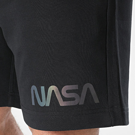 NASA - Short Jogging Worm Logo Black Rainbow Noir Iridescent Réfléchissant