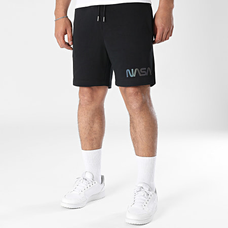 NASA - Short Jogging Worm Logo Black Rainbow Noir Iridescent Réfléchissant