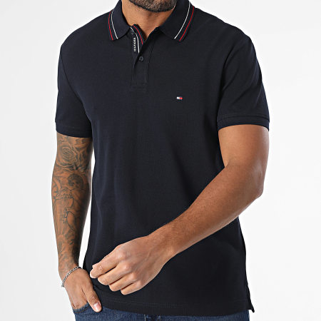 Tommy Hilfiger - Polo Manches Courtes Placket Interest 8459 Bleu Marine
