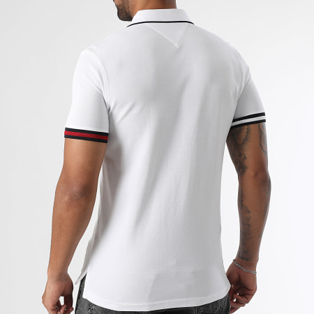 Tommy Hilfiger - Polo Manches Courtes Slim Flag Cuff 8458 Blanc