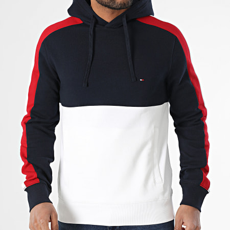Tommy Hilfiger - Sweat Capuche Global Stripe Block 9969 Bleu Marine Blanc Rouge