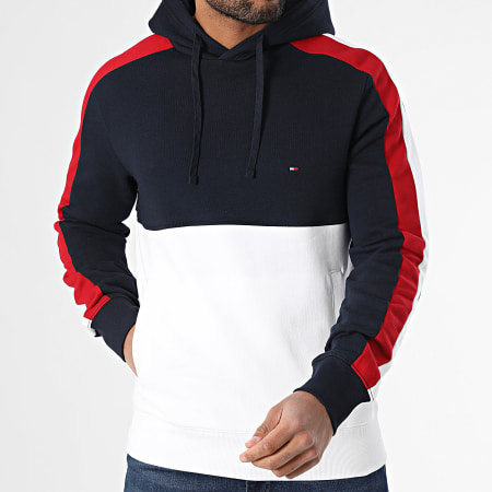 Tommy Hilfiger - Sweat Capuche Global Stripe Block 9969 Bleu Marine Blanc Rouge