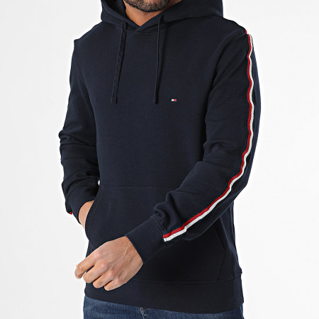 Tommy Hilfiger - Sweat Capuche A Bandes Global Stripe 8685 Bleu Marine