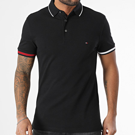 Tommy Hilfiger - Polo Manches Courtes Slim Flag Cuff 8458 Noir