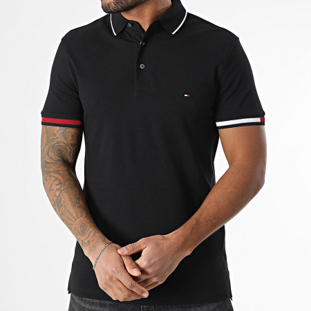 Tommy Hilfiger - Polo Manches Courtes Slim Flag Cuff 8458 Noir