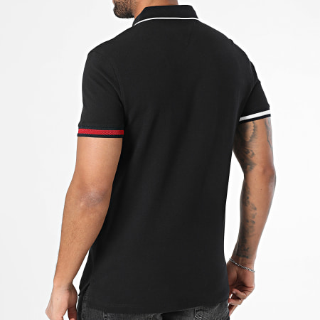 Tommy Hilfiger - Polo Manches Courtes Slim Flag Cuff 8458 Noir