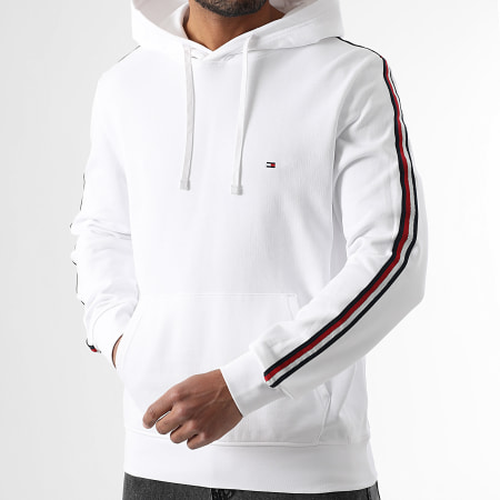 Tommy Hilfiger - Sweat Capuche A Bandes Global Stripe 8685 Blanc