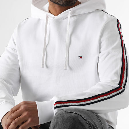 Tommy Hilfiger - Sweat Capuche A Bandes Global Stripe 8685 Blanc