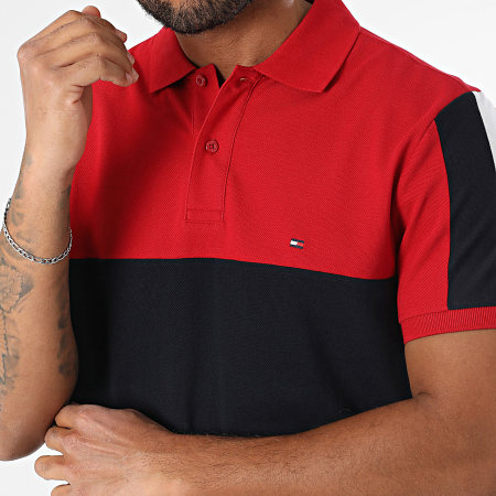 Tommy Hilfiger - Polo Manches Courtes Colorblock 8966 Rouge Bleu Marine