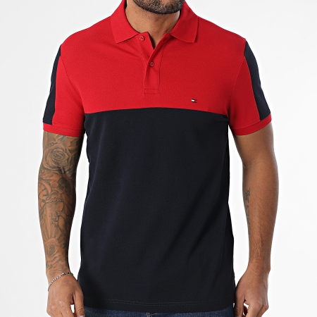 Tommy Hilfiger - Polo Manches Courtes Colorblock 8966 Rouge Bleu Marine