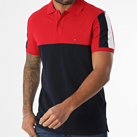 Tommy Hilfiger - Polo Manches Courtes Colorblock 8966 Rouge Bleu Marine