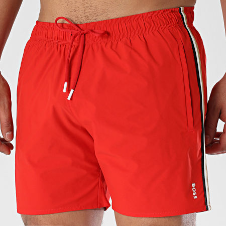 BOSS - Short De Bain A Bandes Iconic 50491594 Rouge