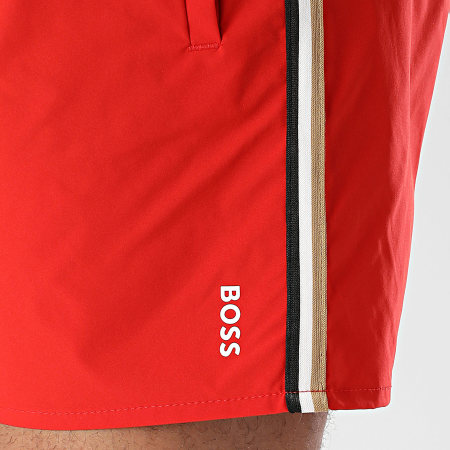 BOSS - Short De Bain A Bandes Iconic 50491594 Rouge