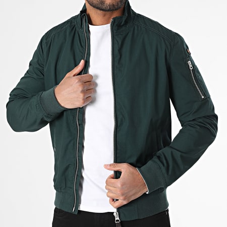 Schott NYC - Veste Zippée Kenny SLIM FIT Vert Foncé