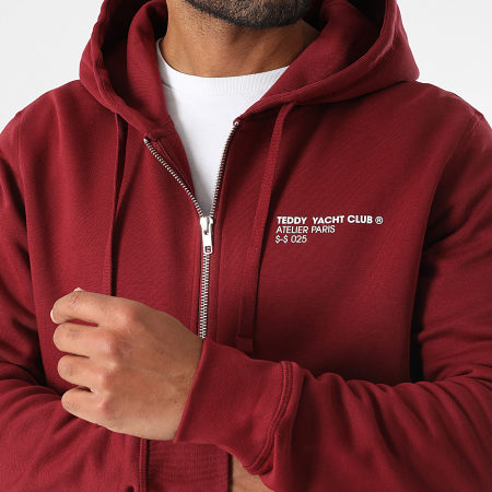 Teddy Yacht Club - Sweat Zippé Capuche Fat Outline Bordeaux Blanc