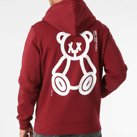 Teddy Yacht Club - Sweat Zippé Capuche Fat Outline Bordeaux Blanc