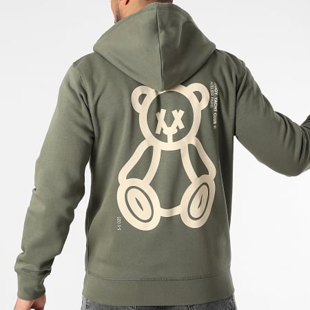 Teddy Yacht Club - Sweat Zippé Capuche Fat Outline Vert Kaki Beige
