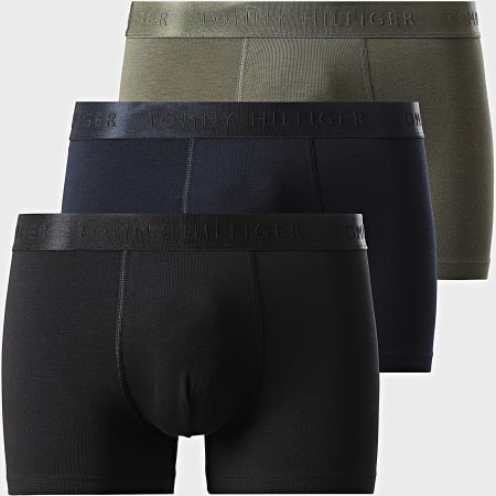 Tommy Hilfiger - Lot De 3 Boxers Trunk 2760 Noir Vert Kaki Bleu Marine