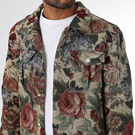 Frilivin - Surchemise P85 Beige Rouge Vert Floral
