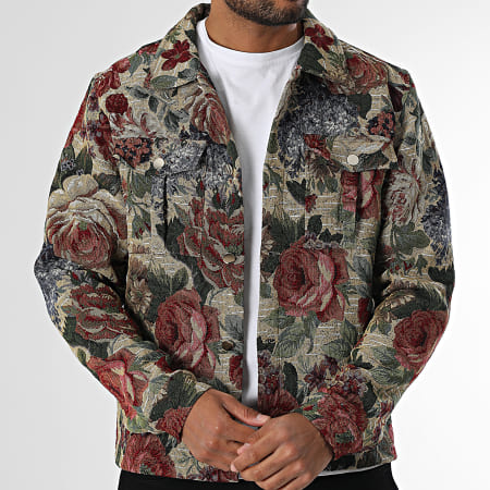 Frilivin - Surchemise P85 Beige Rouge Vert Floral