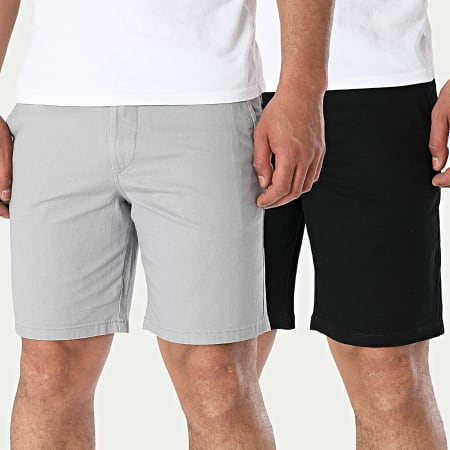 JJREBEL - Lot De 2 Shorts Chino Sharp Gris Noir