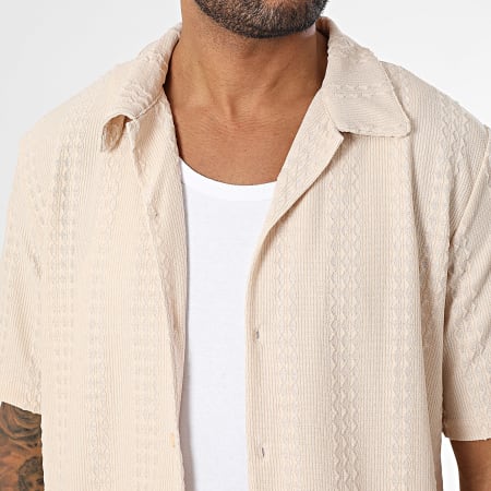 KZR - Ensemble Chemise Manches Courtes Et Pantalon A Rayures 178 Beige