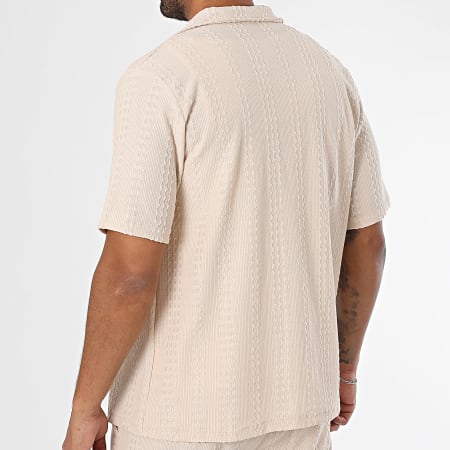 KZR - Ensemble Chemise Manches Courtes Et Pantalon A Rayures 178 Beige