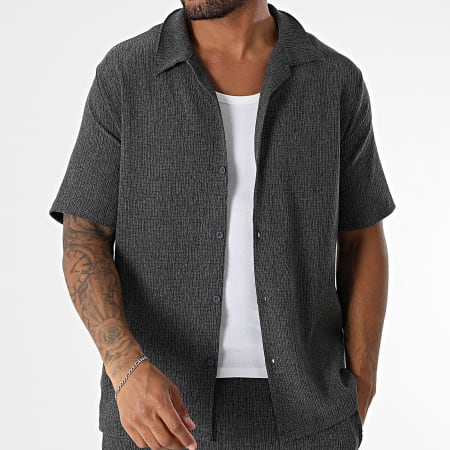 KZR - Ensemble Chemise Manches Courtes Et Pantalon 179 Gris Anthracite Chiné