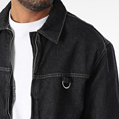 KZR - Ensemble Veste Jean Et Pantalon Cargo Jean 187 Noir