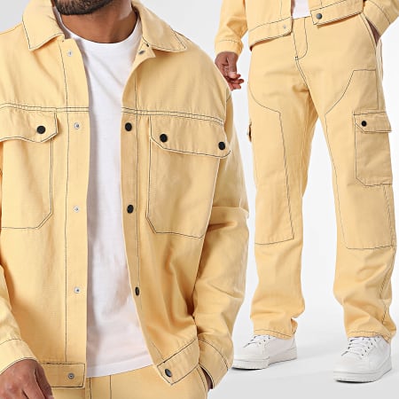 KZR - Ensemble Surchemise Jean Et Pantalon Cargo Jean 188 Jaune