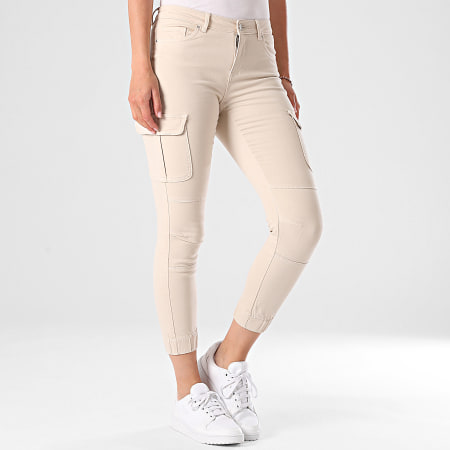 Only - Pantalon Cargo Skinny Femme Missouri Beige Clair