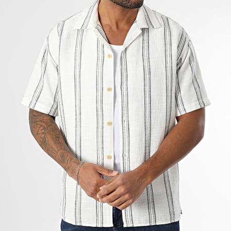 Produkt - Chemise Manches Courtes A Rayures Mads Blanc Noir