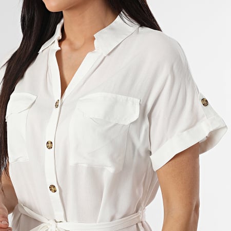 Vero Moda - Bumpy Vrouwen Overhemd Jurk Wit