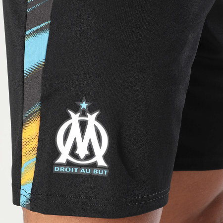 Puma - Short Jogging A Bandes OM Faster 781435 Noir Bleu Clair Orange