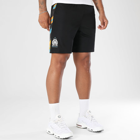 Puma - Short Jogging A Bandes OM Faster 781435 Noir Bleu Clair Orange