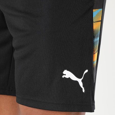 Puma - Short Jogging A Bandes OM Faster 781435 Noir Bleu Clair Orange