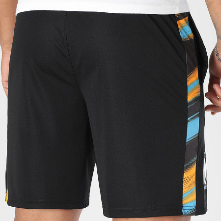 Puma - Short Jogging A Bandes OM Faster 781435 Noir Bleu Clair Orange