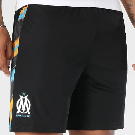Puma - Short Jogging A Bandes OM Faster 781435 Noir Bleu Clair Orange