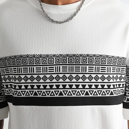 LBO - Camiseta Oversize Texturizada Grande Impresa 1927 Blanco Negro