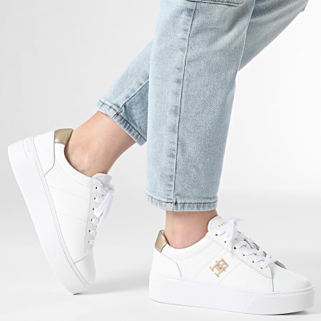 Tommy Hilfiger - Baskets Femme Platform Court Sneaker Metallics 8648 White
