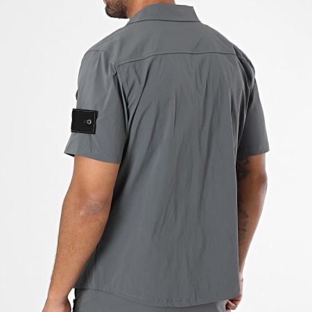 Zayne Paris  - Ensemble Chemise Manches Courtes Et Short Cargo 139 Gris Anthracite