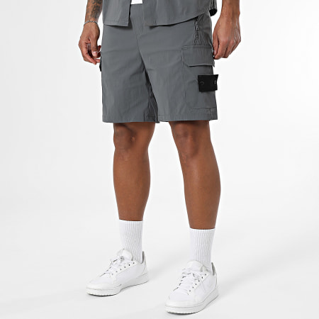 Zayne Paris  - Ensemble Chemise Manches Courtes Et Short Cargo 139 Gris Anthracite