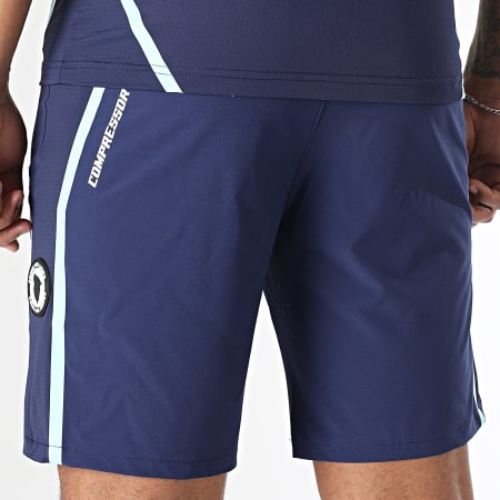 Comme Des Loups - Short Jogging Compressor Bleu Marine Bleu Clair
