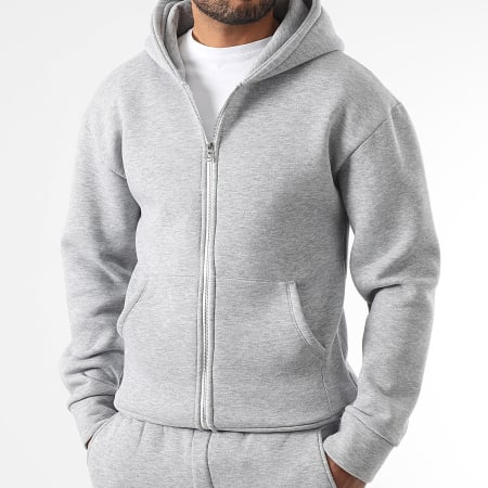 LBO - Sweat Zippé Capuche 1876 Gris Chiné