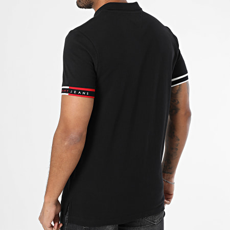 Tommy Jeans - Polo Manches Courtes Slim Flag Cuff 1306 Noir