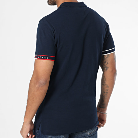 Tommy Jeans - Polo Manches Courtes Slim Flag Cuff 1306 Bleu Marine