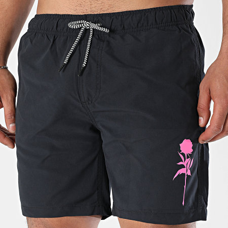 Luxury Lovers - Short De Bain Rose Noir Rose Fluo