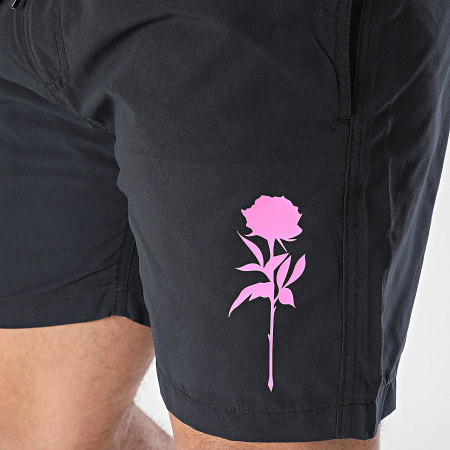 Luxury Lovers - Short De Bain Rose Noir Rose Fluo