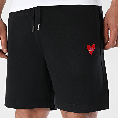 Luxury Lovers - Short Jogging Red Heart Embroidery Noir