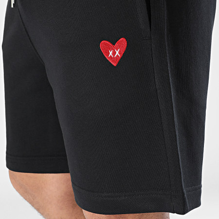 Luxury Lovers - Short Jogging Red Heart Embroidery Noir
